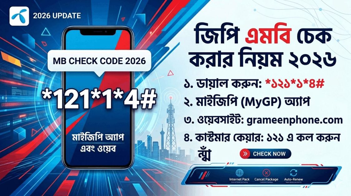 জিপি এমবি চেক করার নিয়ম ২০২৬ সব কোড ও পদ্ধতি